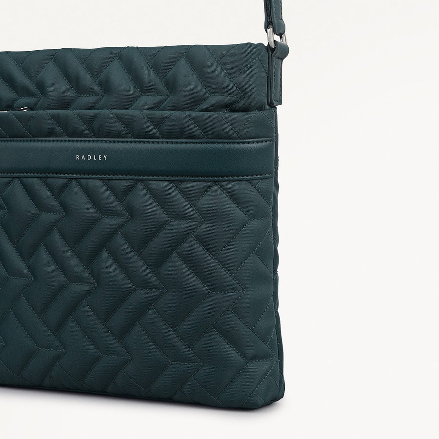 Holland Park Fabric Small Ziptop Cross Body Bag in Teal - 112218