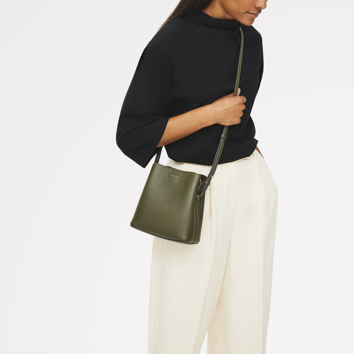 Chalk Leather Small Crossbody Bag | Dukes Place Collection AW25