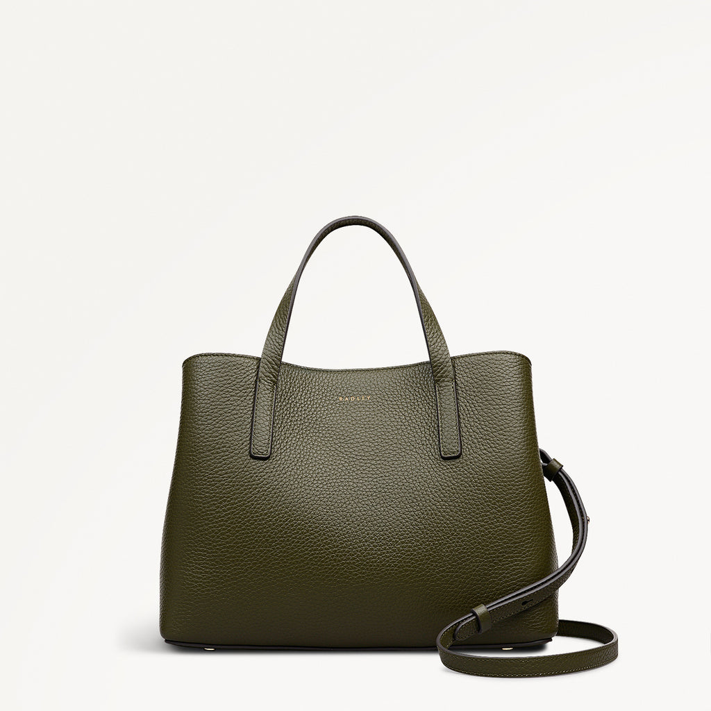 Dukes Place Leather Medium Ziptop Grab Bag in Pine Needle - 112231