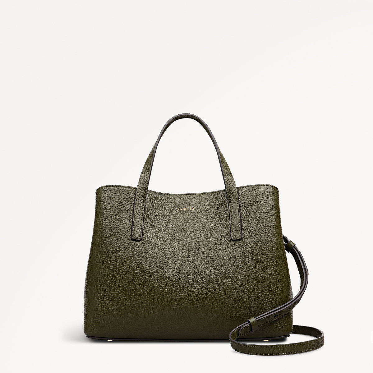 Dukes Place Leather Medium Ziptop Grab Bag in Pine Needle - 112231
