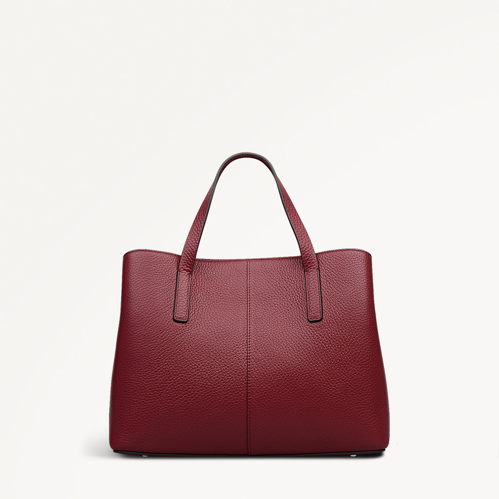 Dukes Place Leather Medium Ziptop Satchel Bag in Carmine - 112235