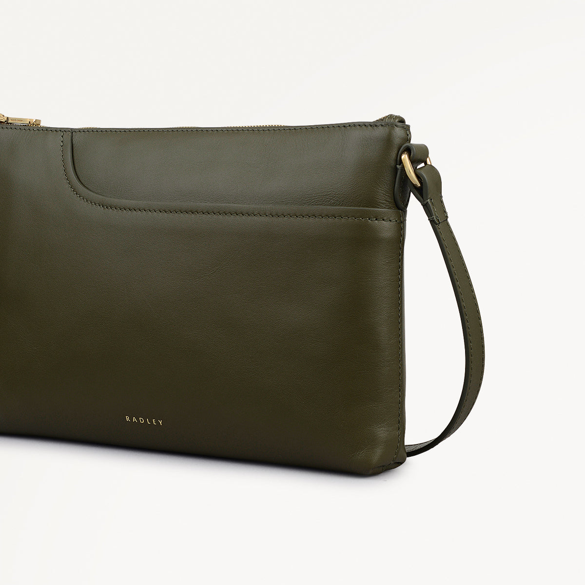 Pockets Leather Medium Ziptop Ew Cross Body Bag in Pine Needle - 112236