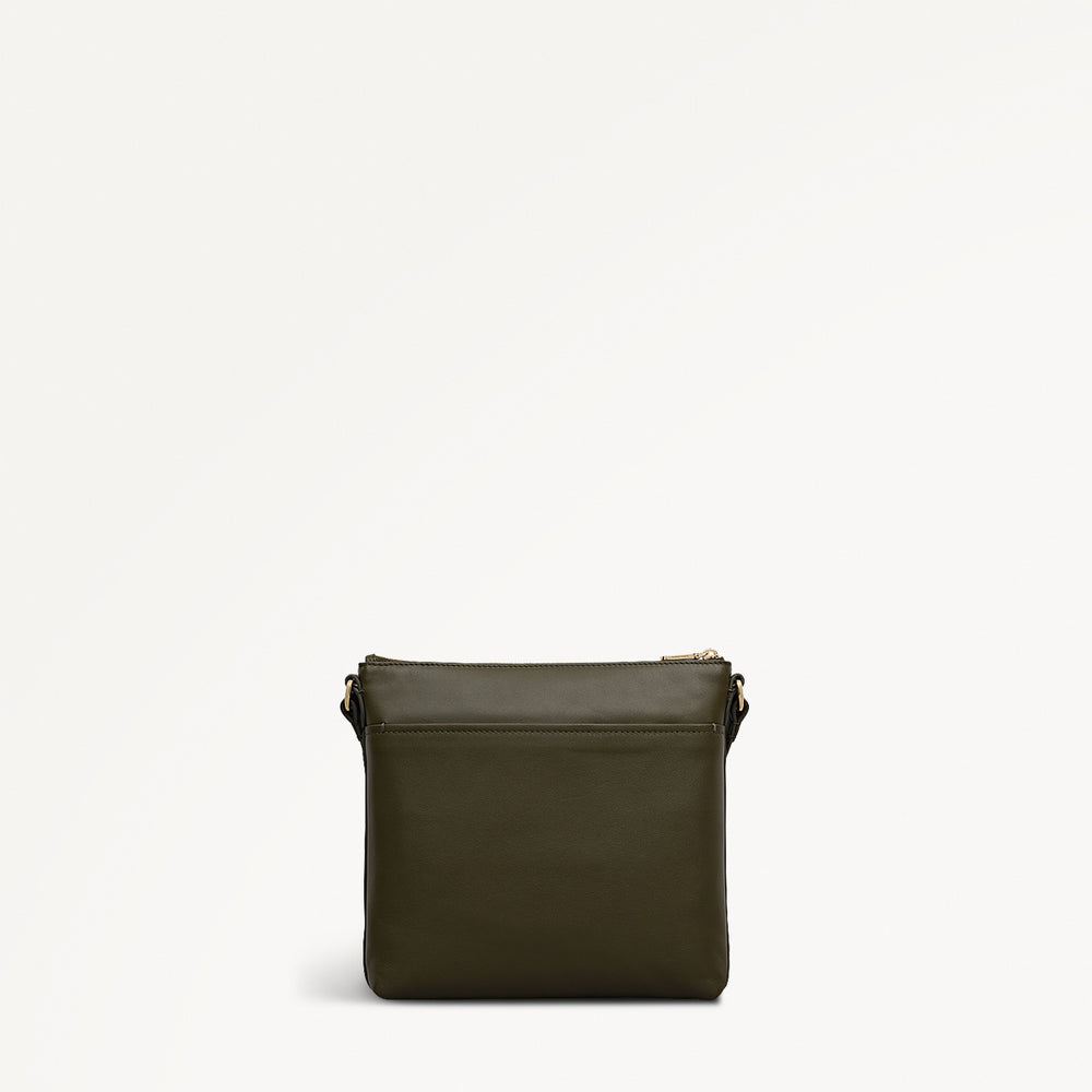 Pockets Leather Small Ziptop ns Cross Body Bag in Pine Needle - 112237