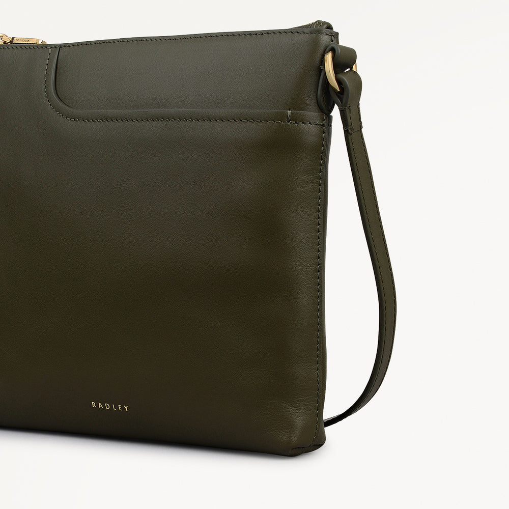 Pockets Leather Small Ziptop ns Cross Body Bag in Pine Needle - 112237