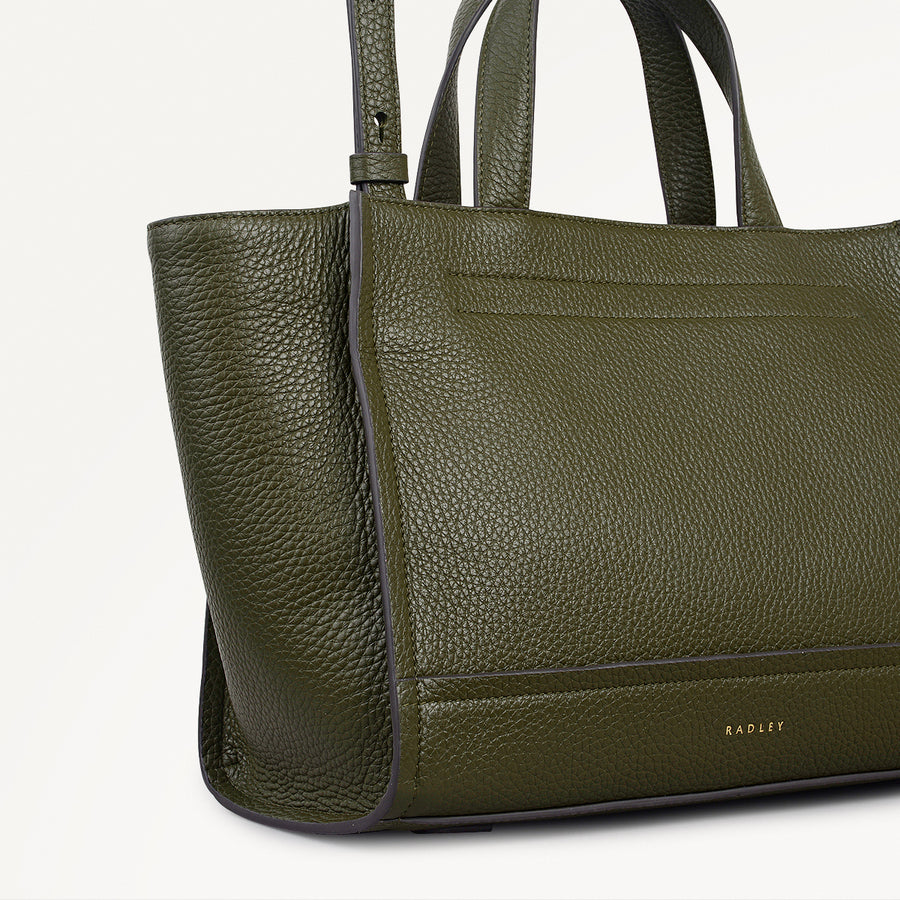 Oak Street Leather Medium Ziptop Grab Bag in Pine Needle - 112243