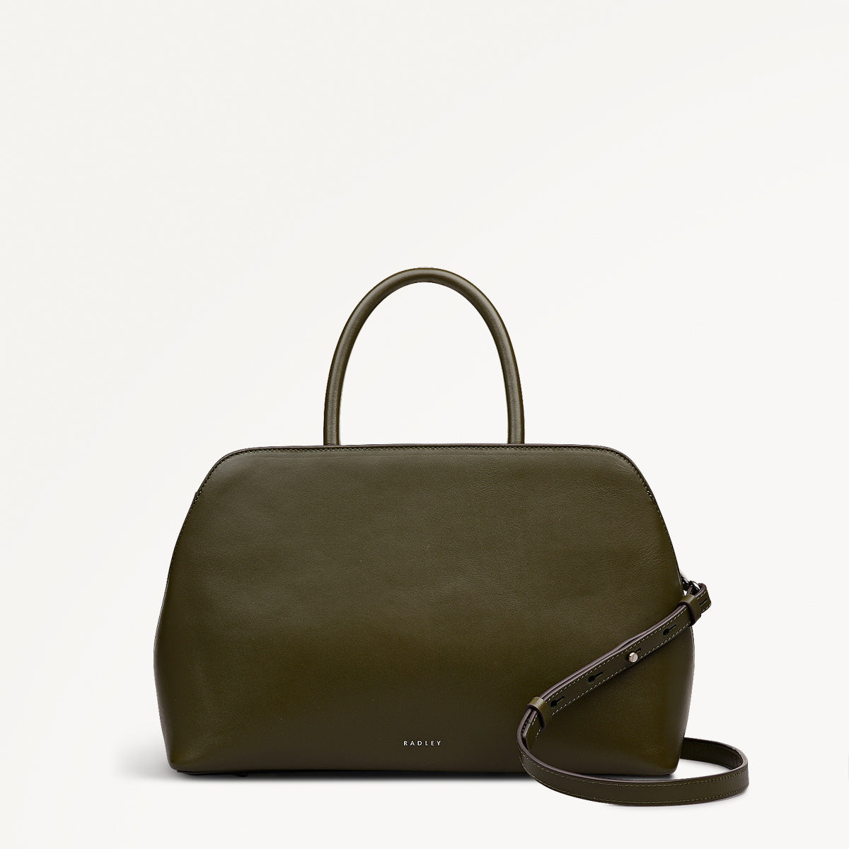 Liverpool Street Leather Medium Ziptop Grab Bag in Pine Needle - 112247