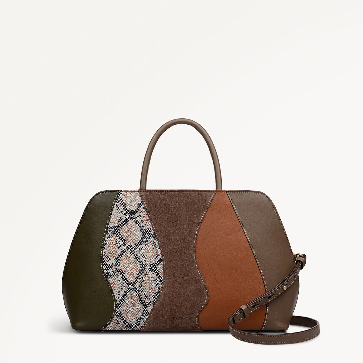 Liverpool Street Leather Medium Ziptop Grab Bag in Coffee - 112249