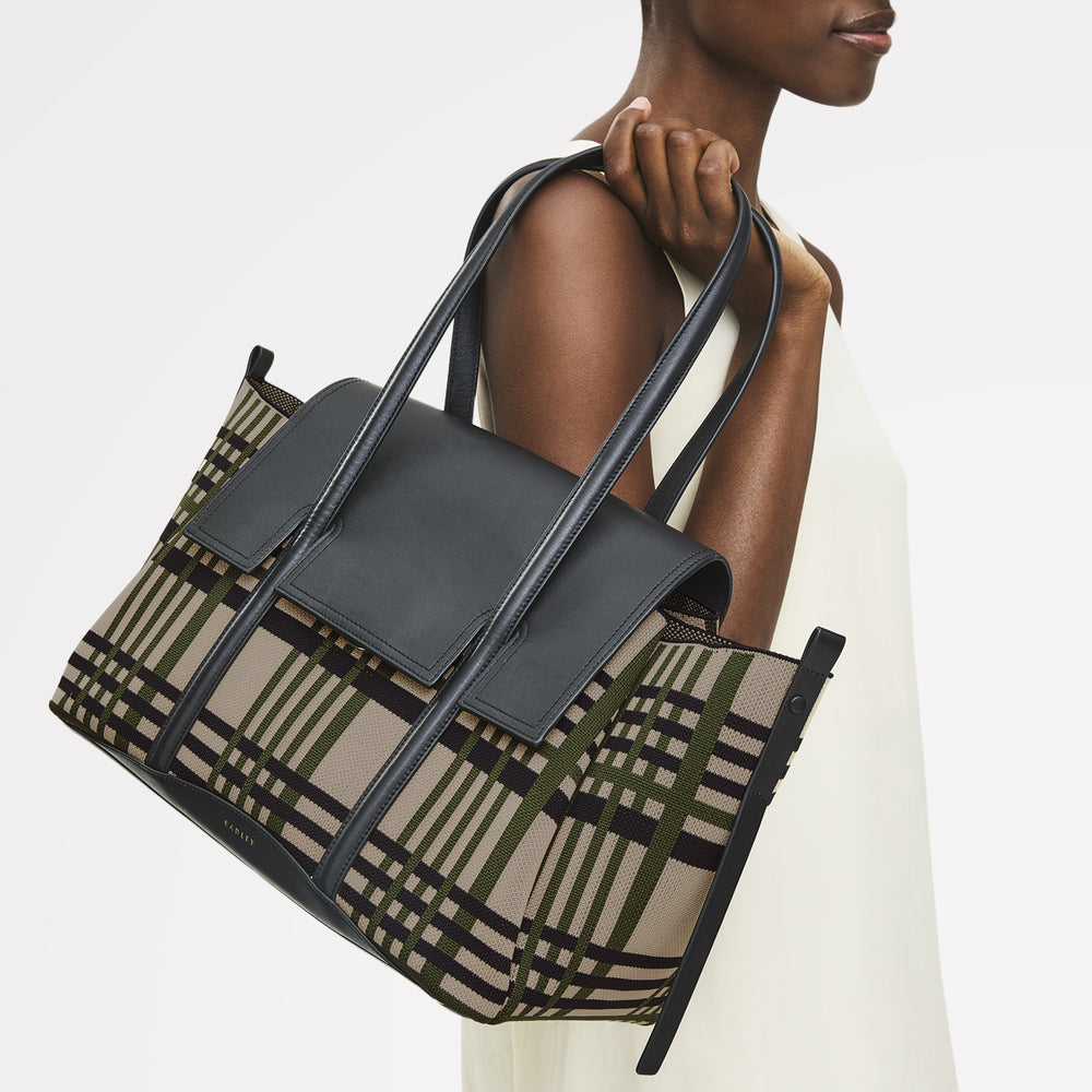 The Chancery Leather Medium Flapover Shoulder Bag in Porcini - 112254