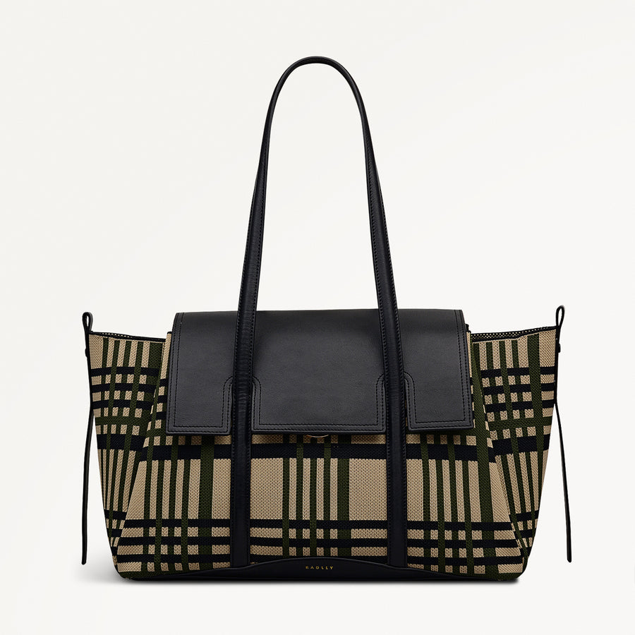 The Chancery Leather Medium Flapover Shoulder Bag in Porcini - 112254