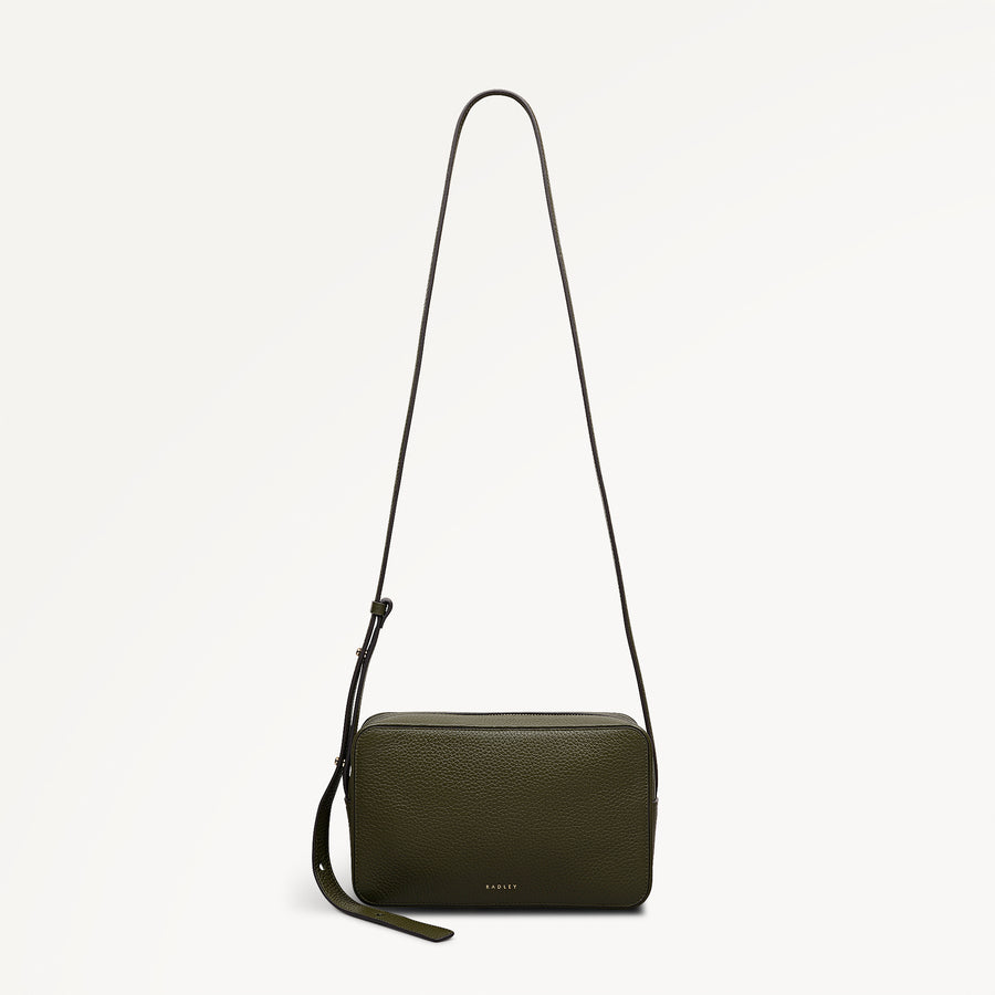 Duchess Close Leather Small Ziptop Cross Body Bag in Pine Needle - 112258