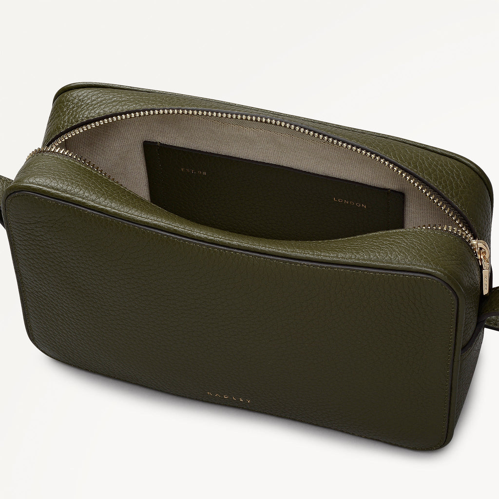 Duchess Close Leather Small Ziptop Cross Body Bag in Pine Needle - 112258