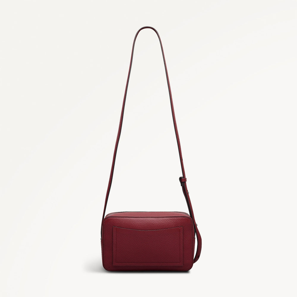 Duchess Close Leather Small Ziptop Cross Body Bag in Carmine - 112259