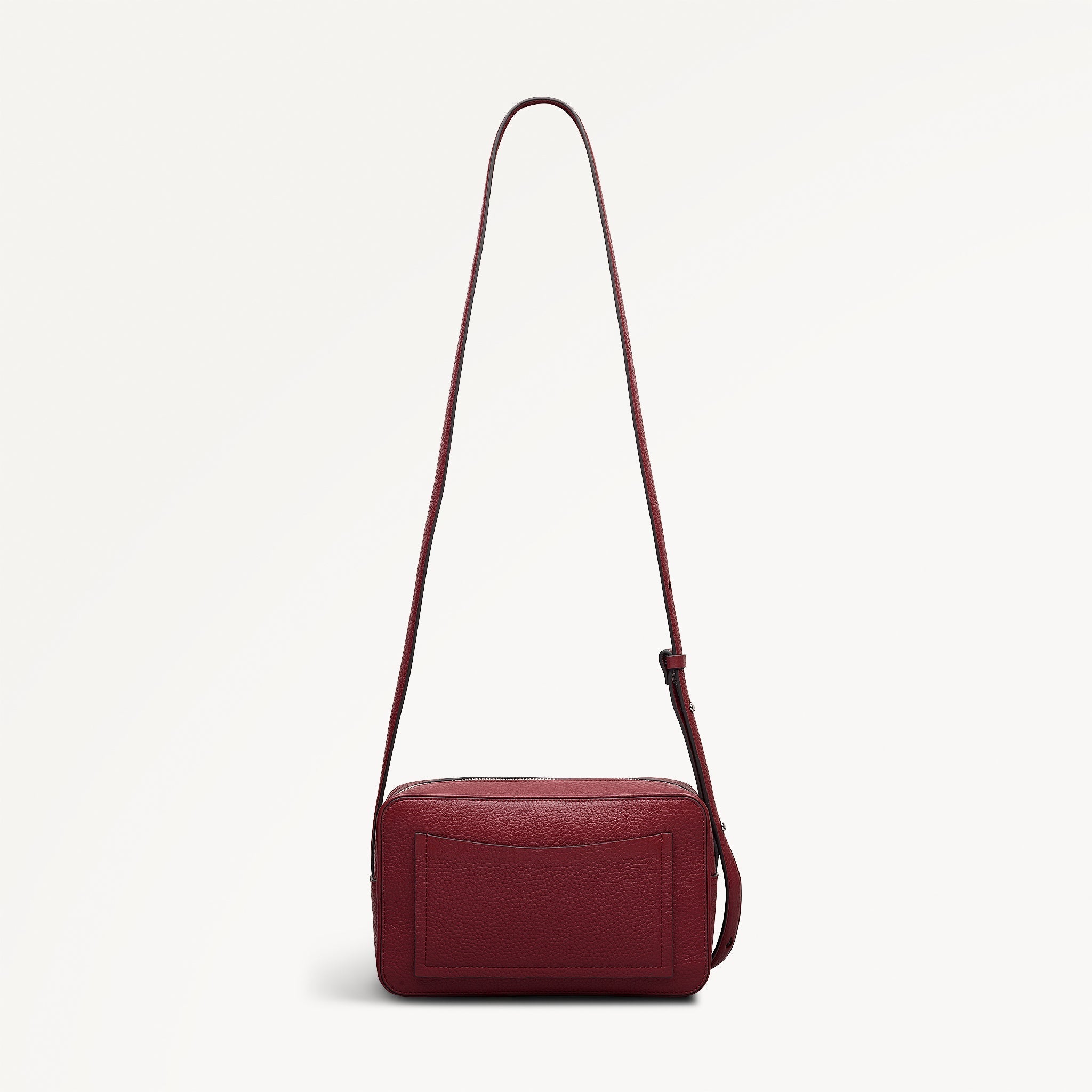 Duchess Close Leather Small Ziptop Cross Body Bag in Carmine - 112259