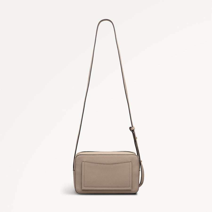 Duchess Close Leather Small Ziptop Cross Body Bag in Porcini - 112260