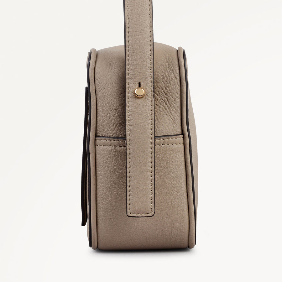 Duchess Close Leather Small Ziptop Cross Body Bag in Porcini - 112260