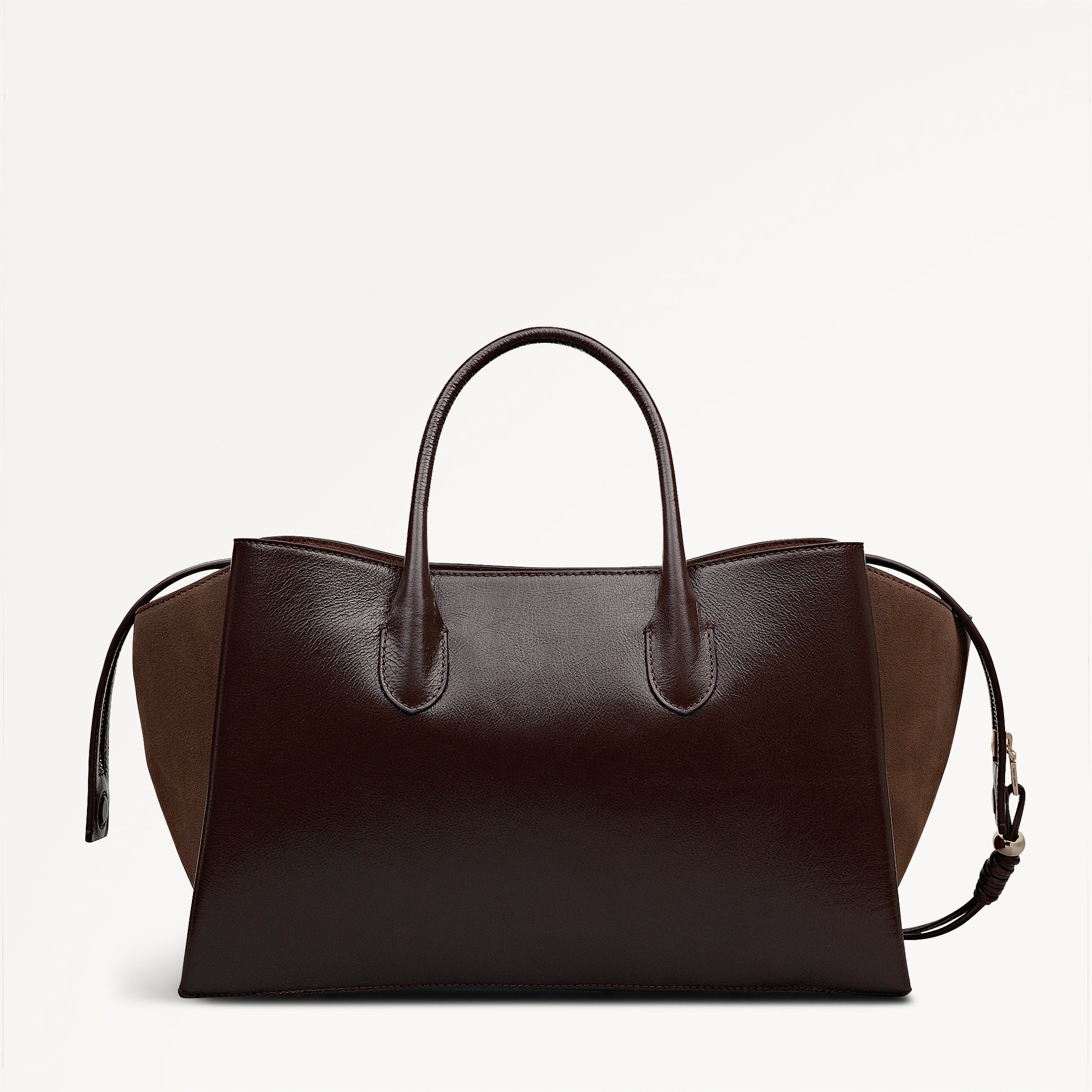 The Romilly Leather Large Ziptop Grab Bag in Dark Oak - 112267
