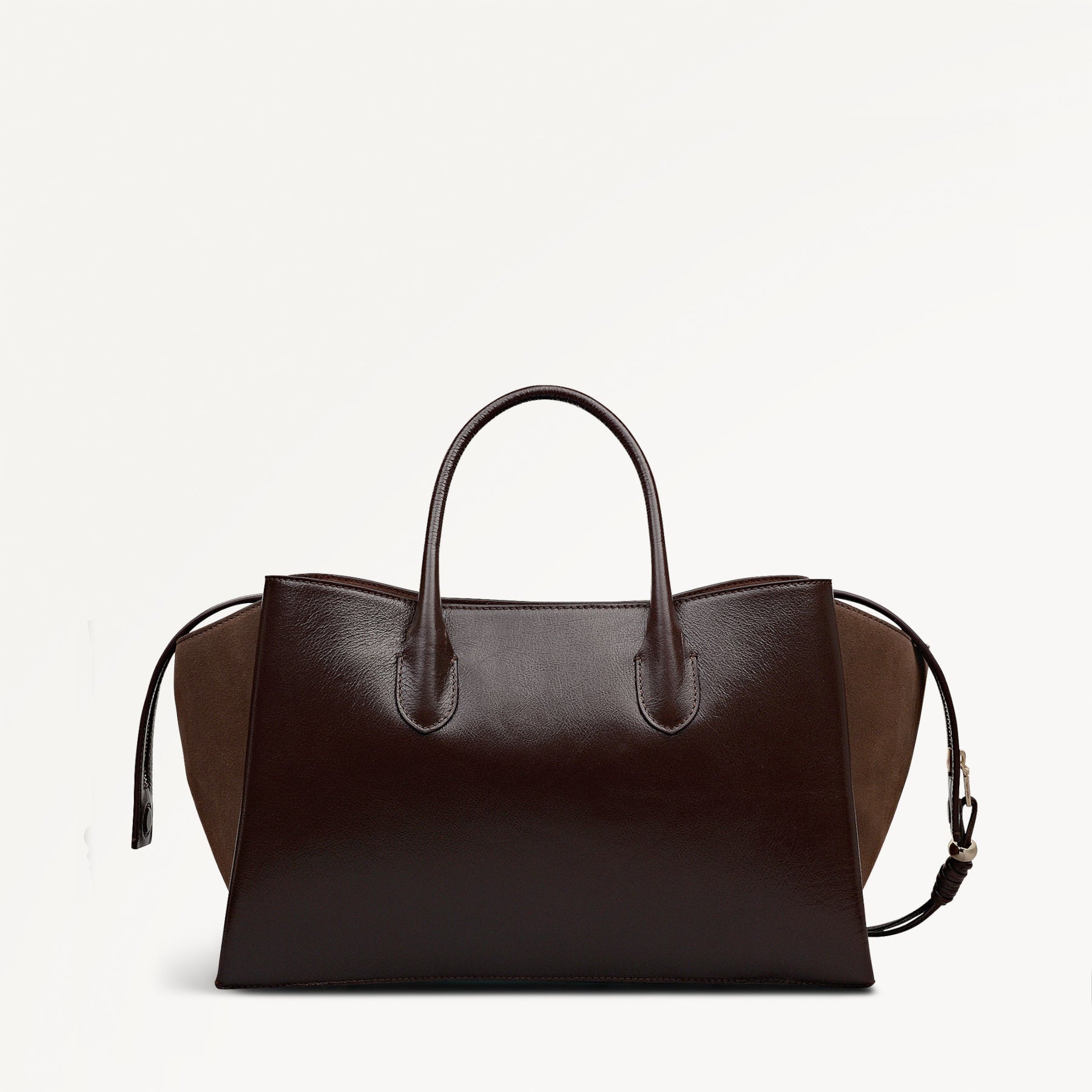 The Romilly Leather Large Ziptop Satchel Bag in Dark Oak - 112267