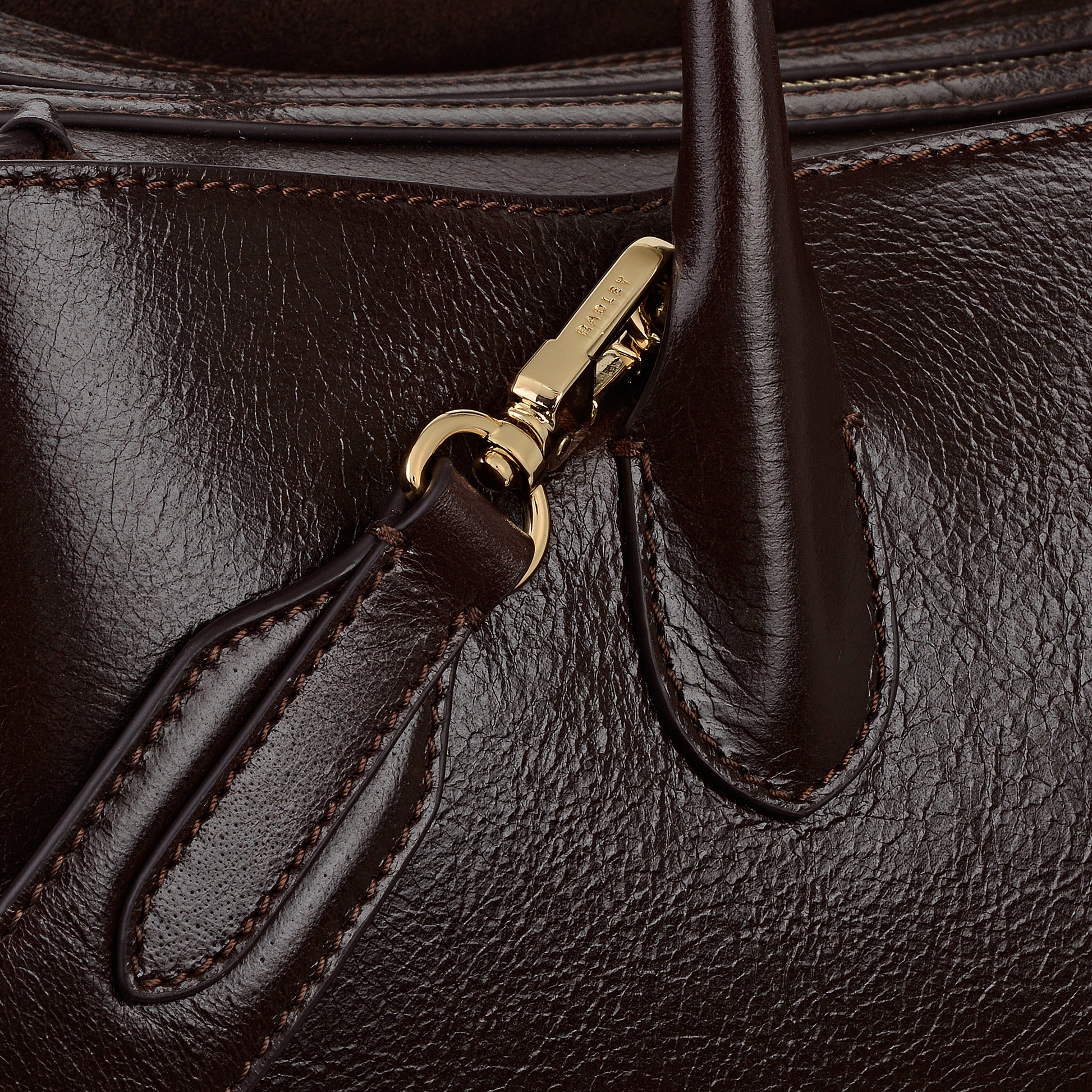 The Romilly Leather Large Ziptop Grab Bag in Dark Oak - 112267