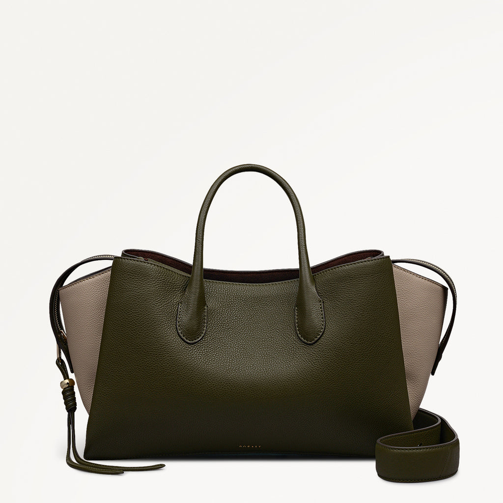 The Romilly Leather Large Ziptop Grab Bag in Pine Needle - 112268