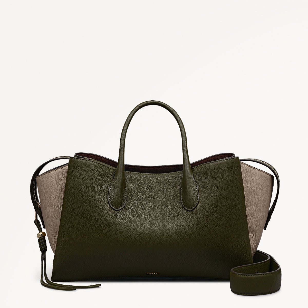 The Romilly Leather Large Ziptop Grab Bag in Pine Needle - 112268