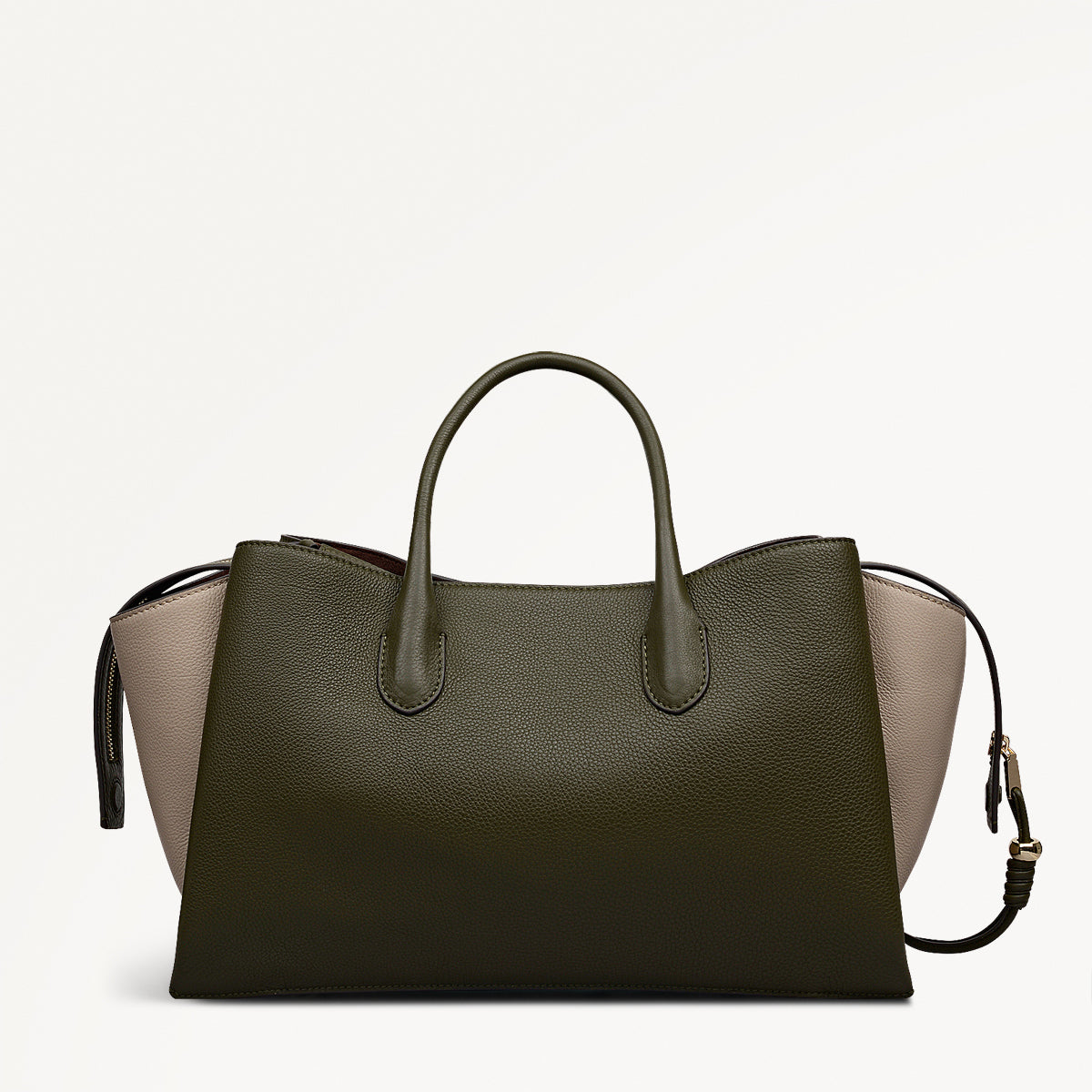 The Romilly Leather Large Ziptop Grab Bag in Pine Needle - 112268