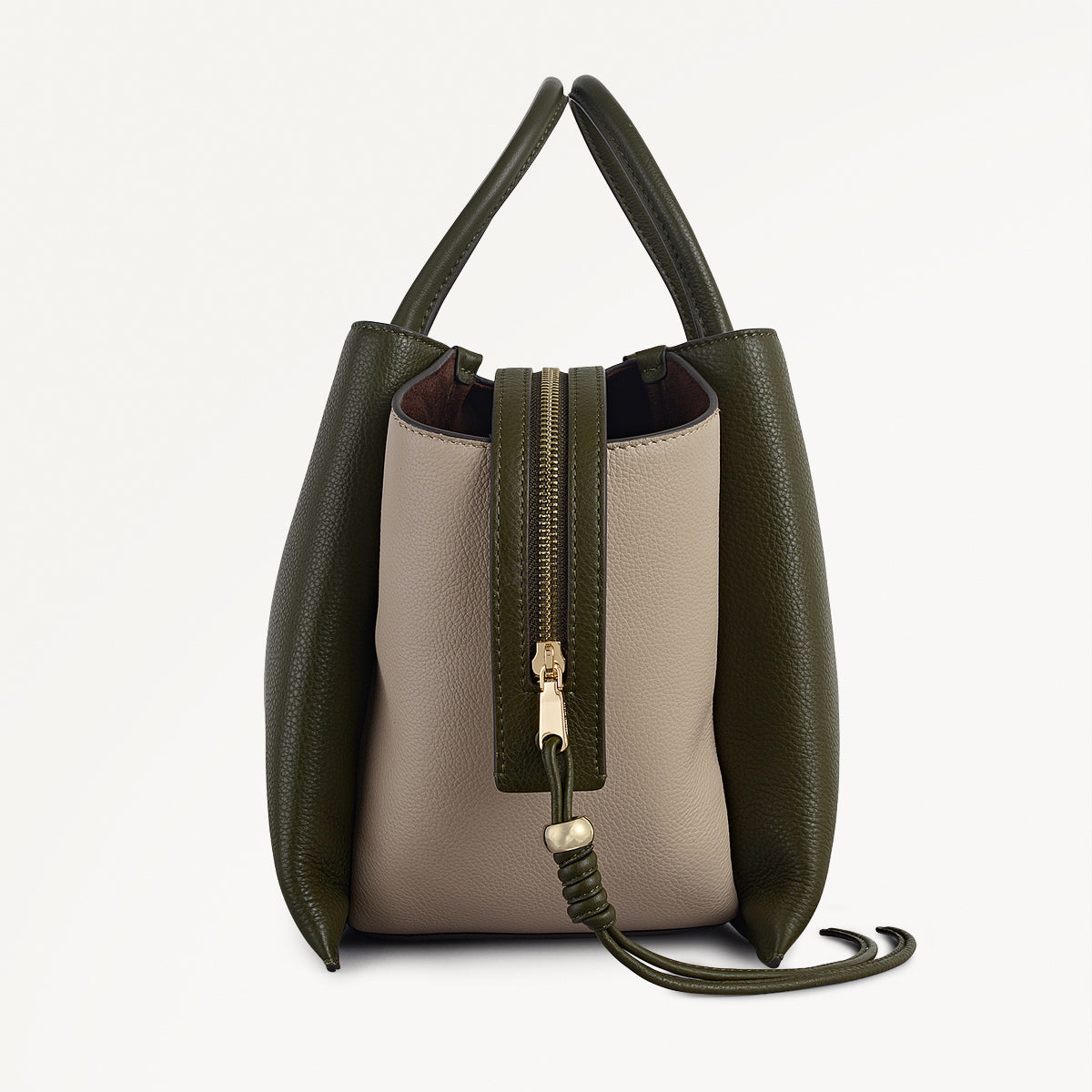 The Romilly Leather Large Ziptop Satchel Bag in Pine Needle - 112268