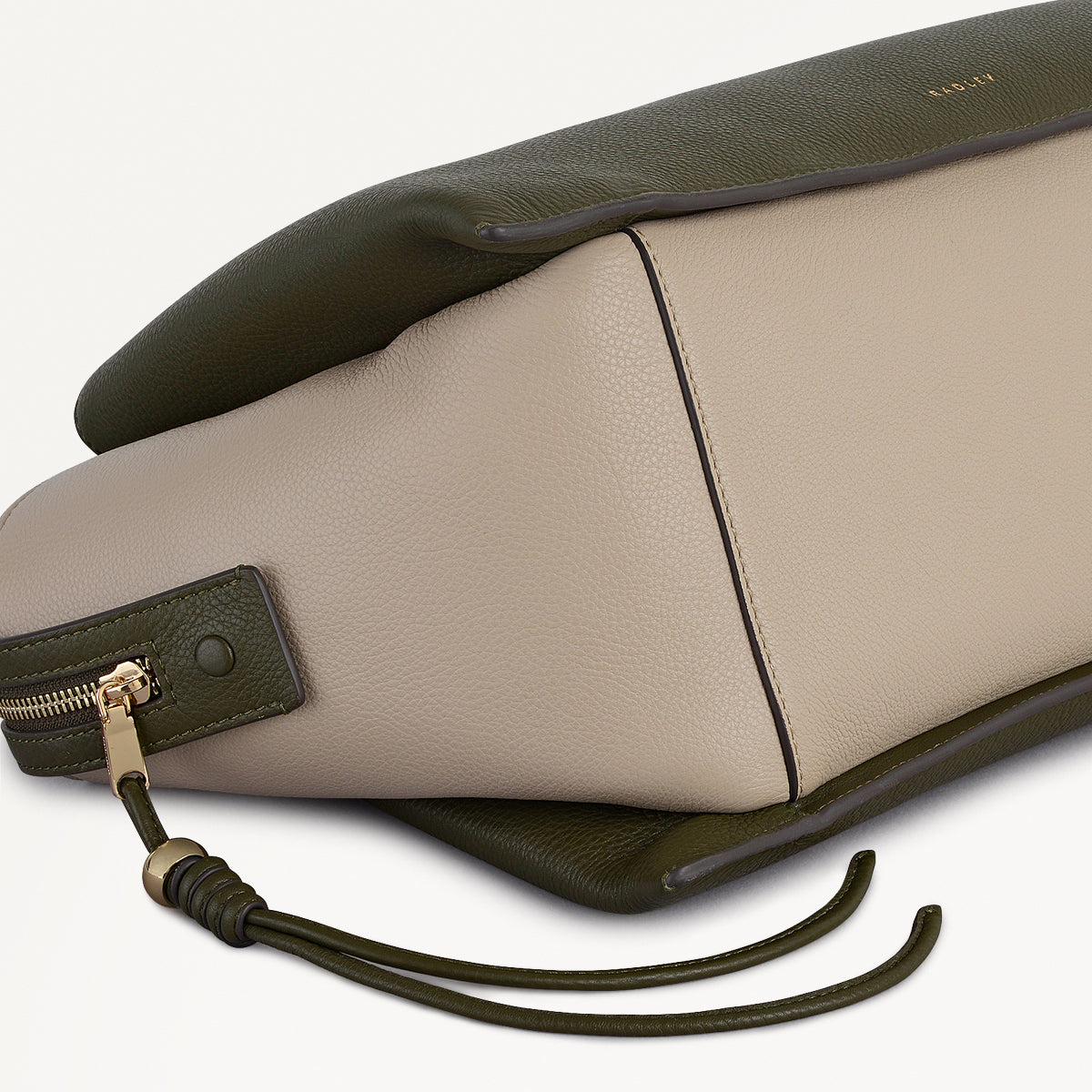 The Romilly Leather Large Ziptop Satchel Bag in Pine Needle - 112268