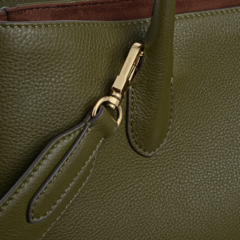 The Romilly Leather Large Ziptop Satchel Bag in Pine Needle - 112268