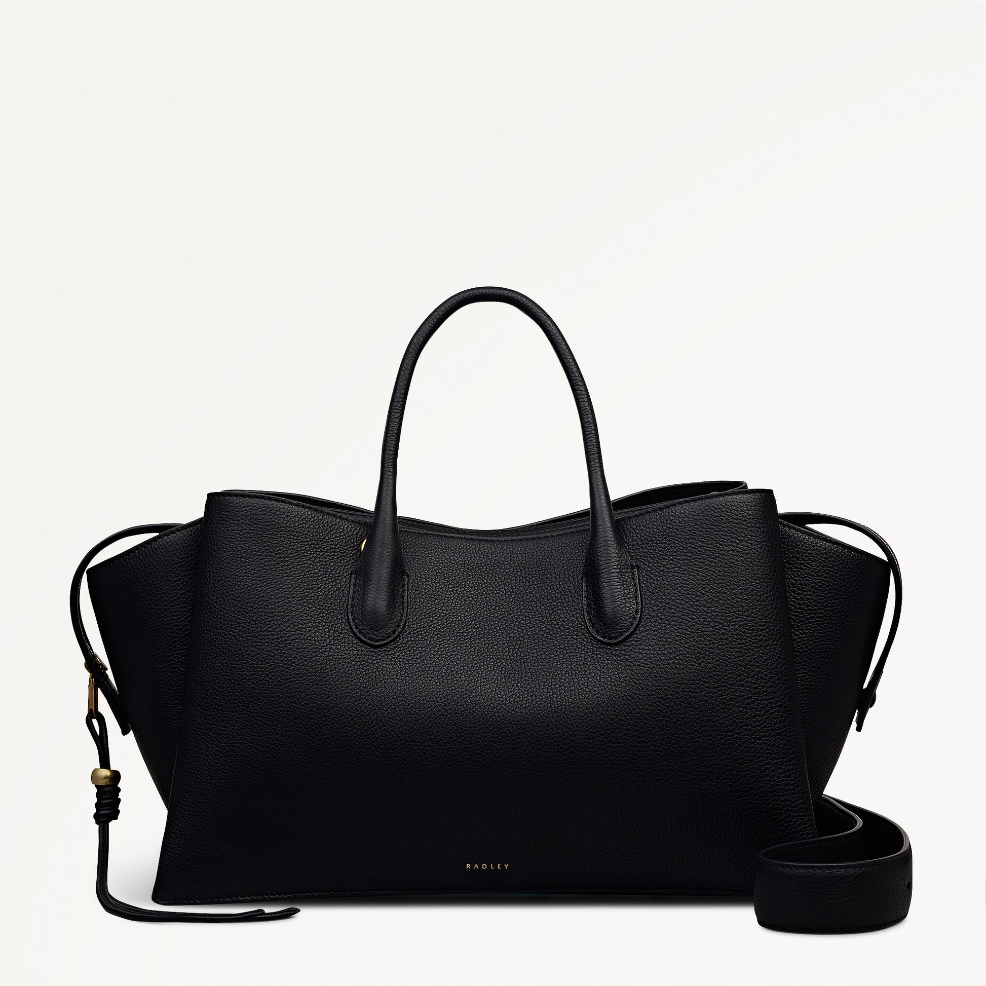 The Romilly Leather Large Ziptop Grab Bag in Black - 112269