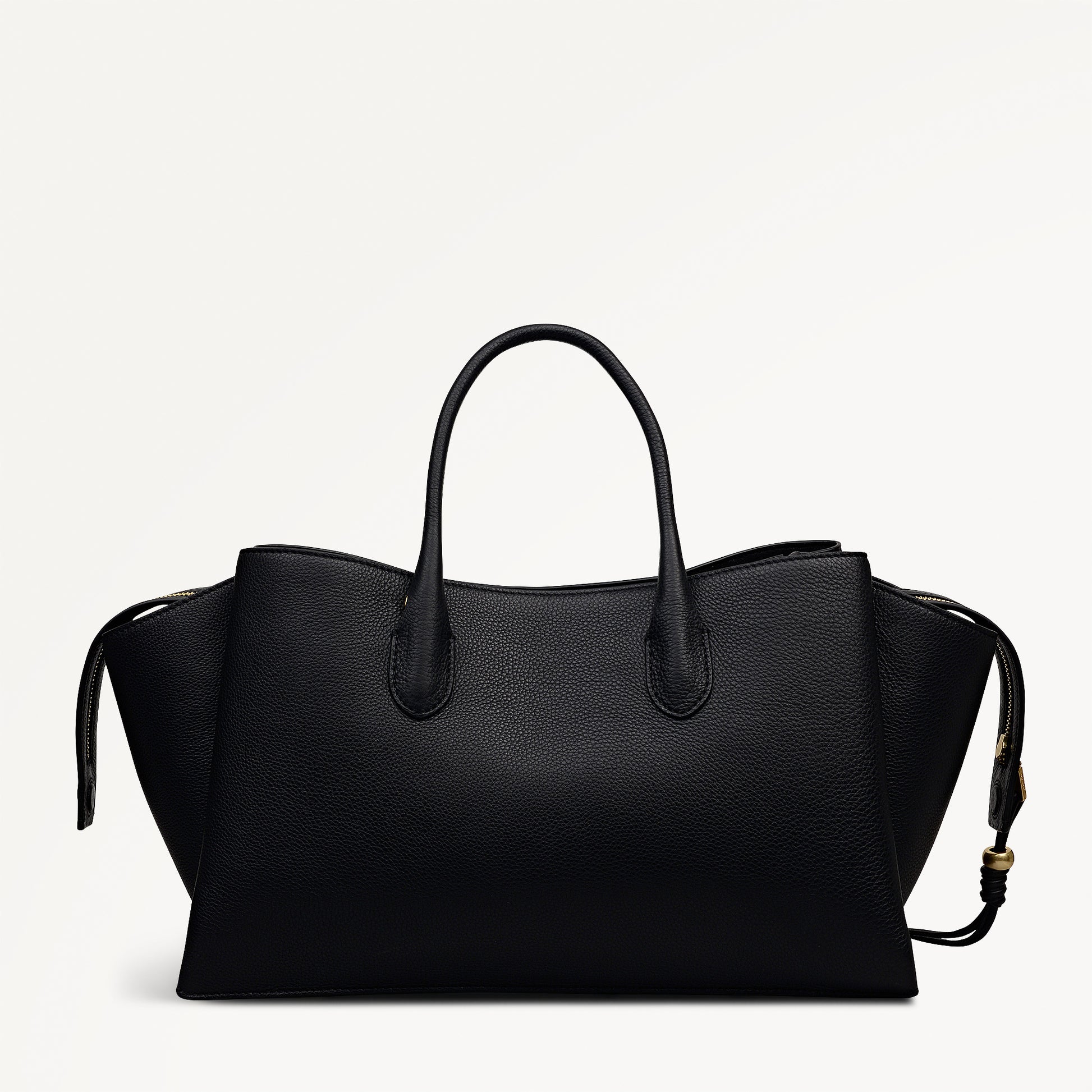 The Romilly Leather Large Ziptop Grab Bag in Black - 112269