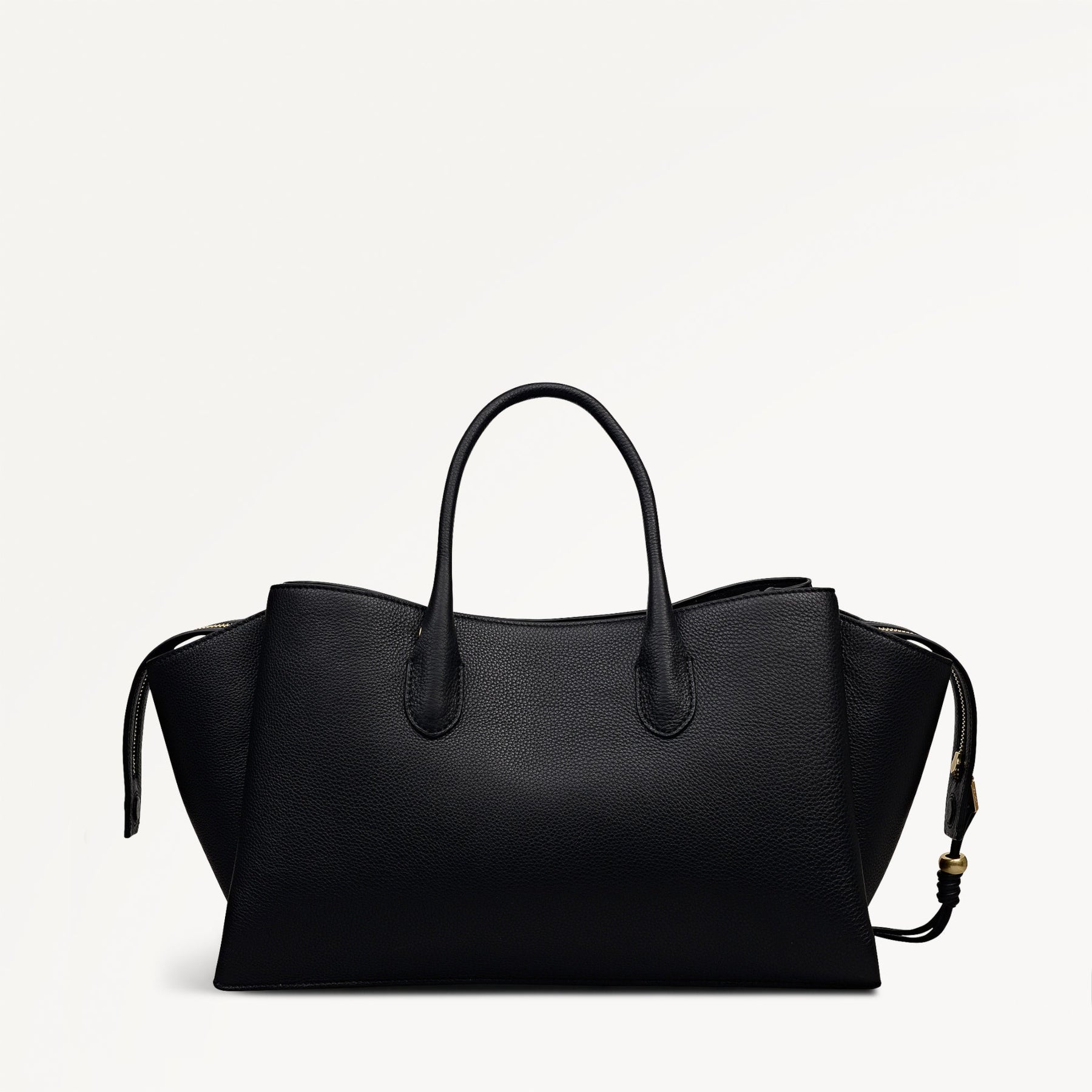 The Romilly Leather Large Ziptop Satchel Bag in Black - 112269