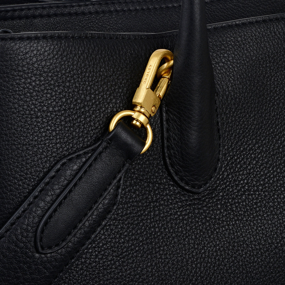 The Romilly Leather Large Ziptop Satchel Bag in Black - 112269