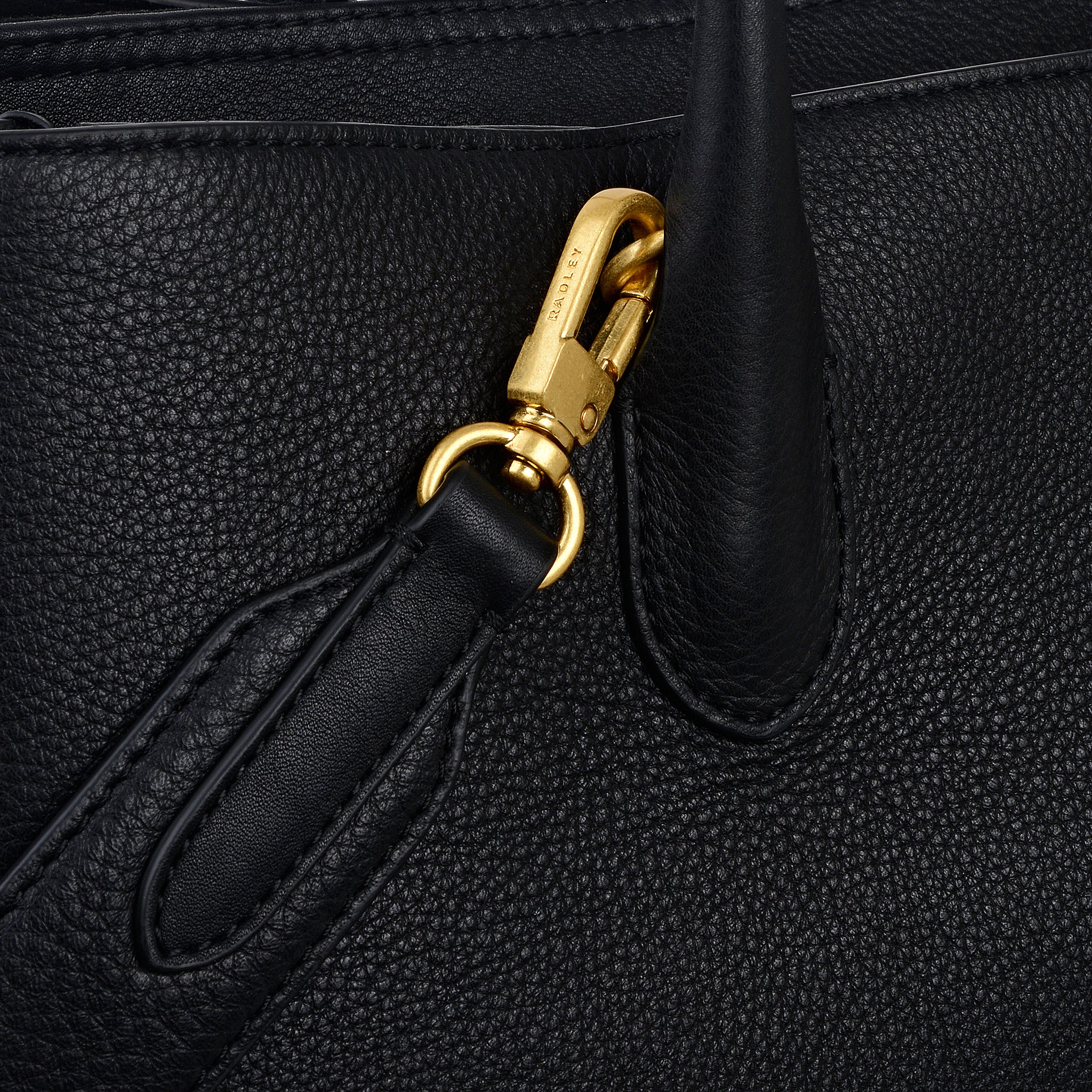 The Romilly Leather Large Ziptop Satchel Bag in Black - 112269