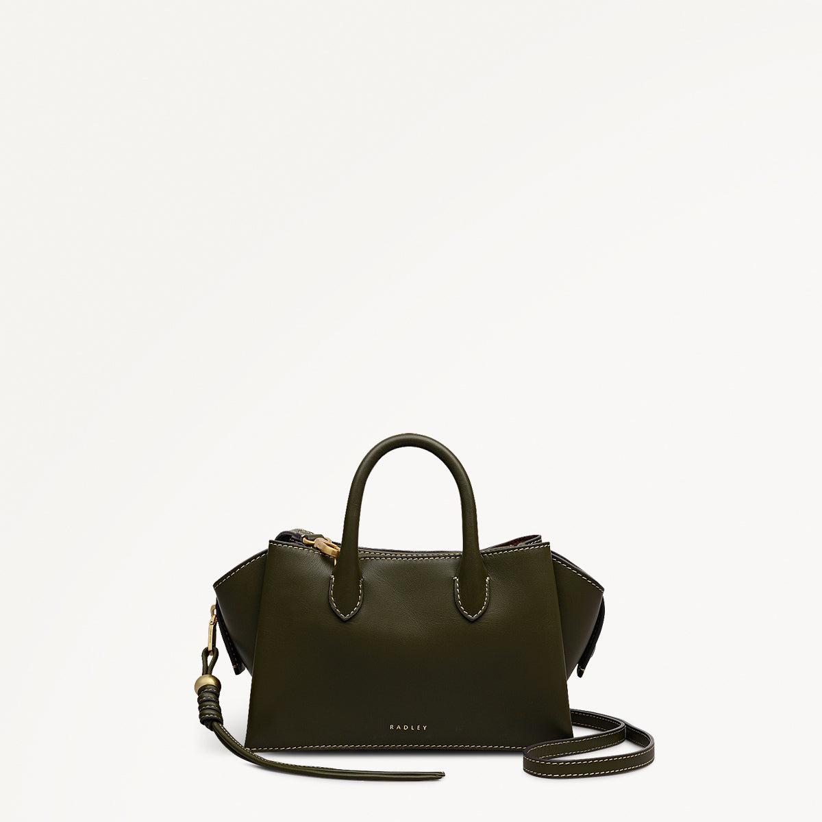 The Romilly Leather Small Ziptop Grab Bag in Pine Needle - 112270