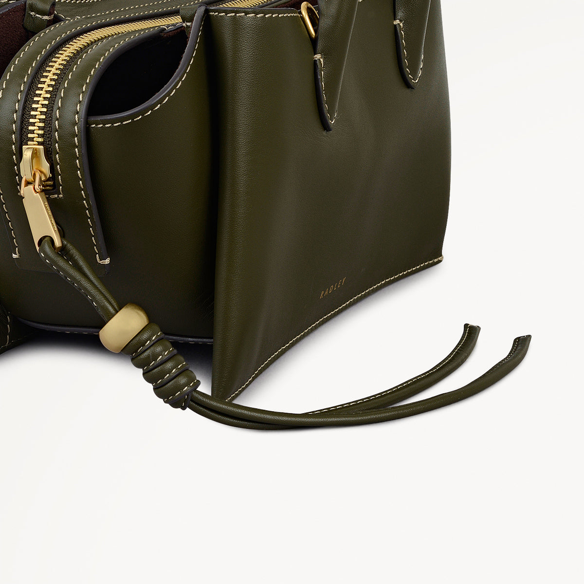 The Romilly Leather Small Ziptop Satchel Bag in Pine Needle - 112270