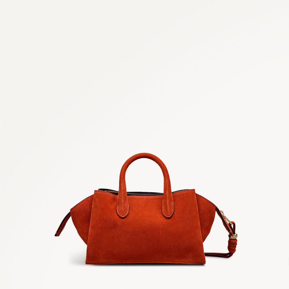 The Romilly Leather Small Ziptop Satchel Bag in Flame - 112271