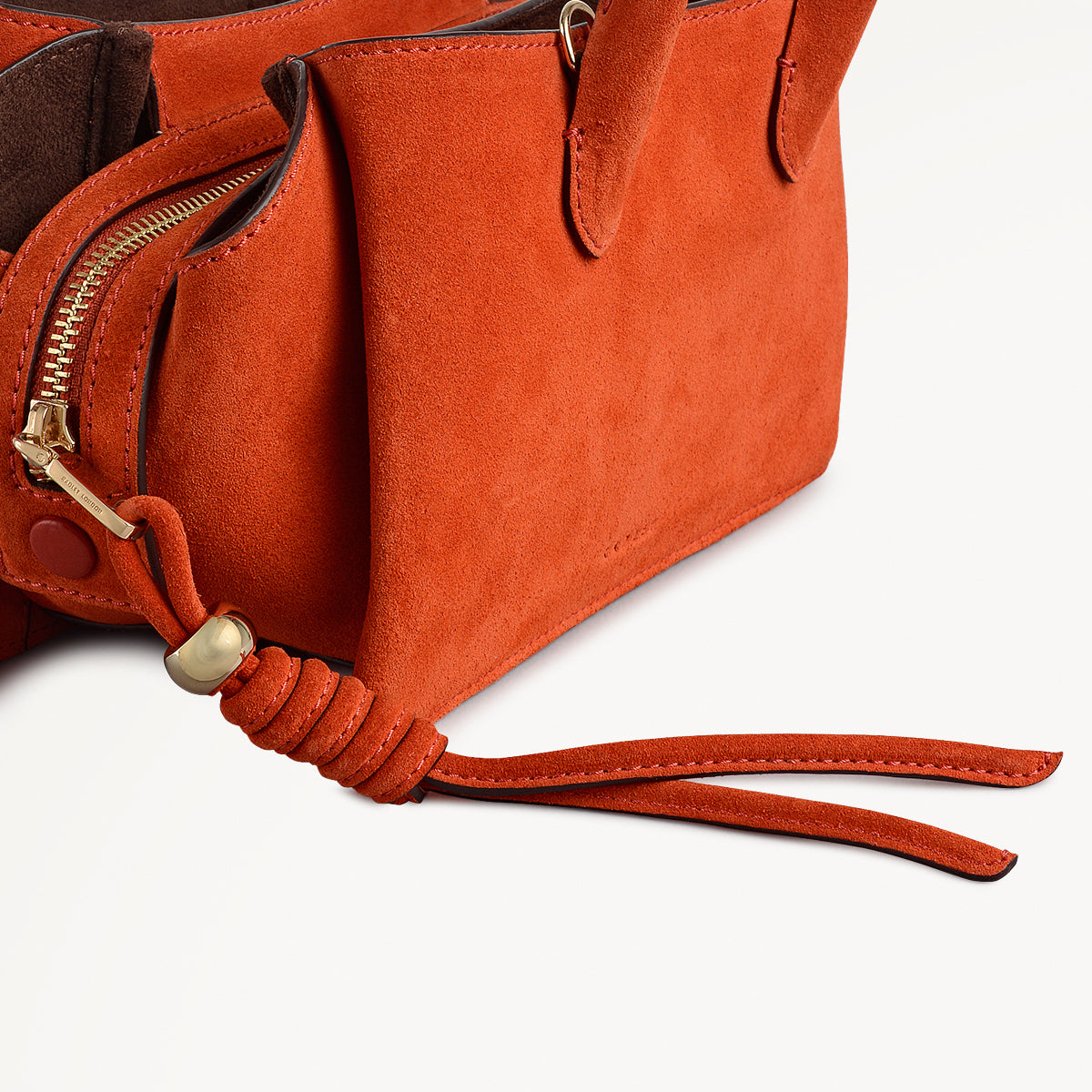 The Romilly Leather Small Ziptop Satchel Bag in Flame - 112271