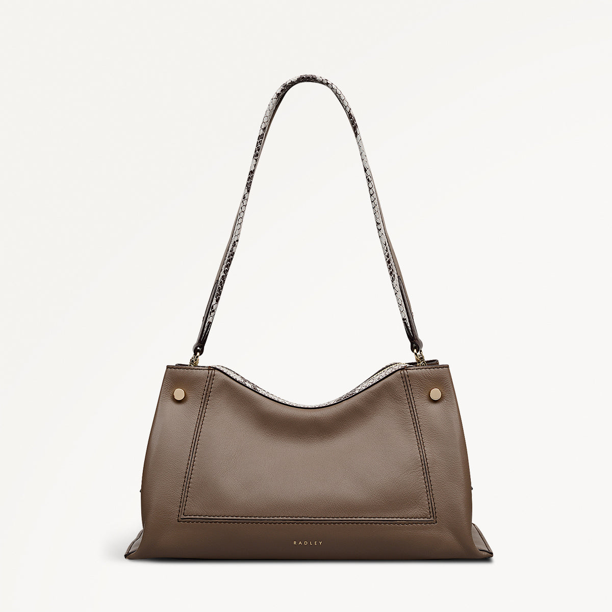 Hope Gardens Leather Medium Ziptop Shoulder Bag in Coffee - 112278