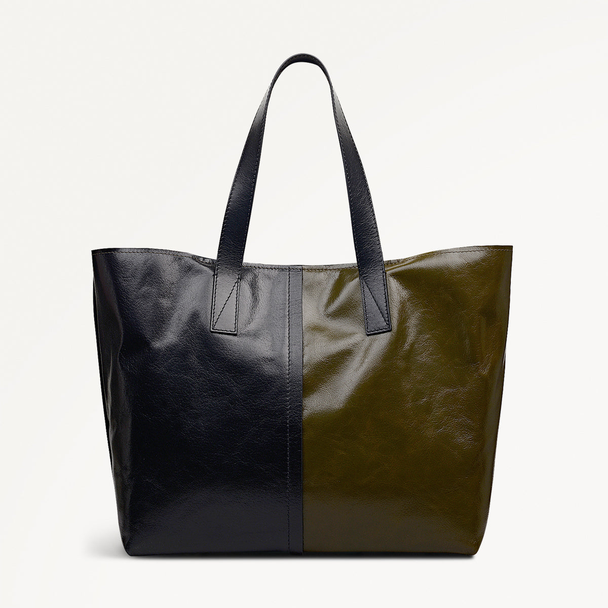 Broadway Market Leather Large Open Top Tote Bag in Pine Needle - 112281