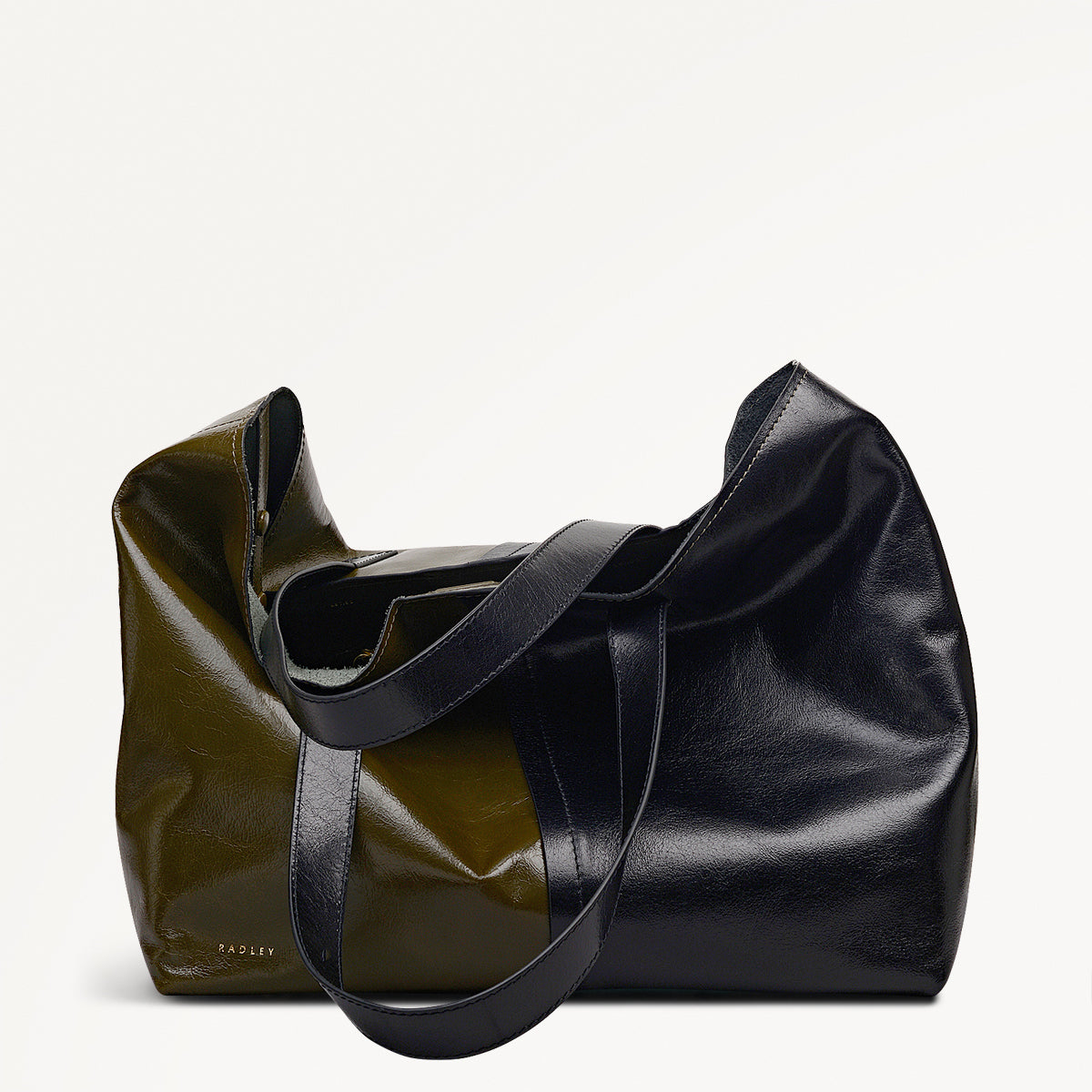 Broadway Market Leather Large Open Top Tote Bag in Pine Needle - 112281