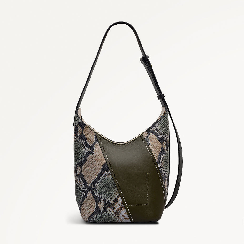 Beaton Close Leather Small Ziptop Cross Body Bag in Pine Needle - 112282