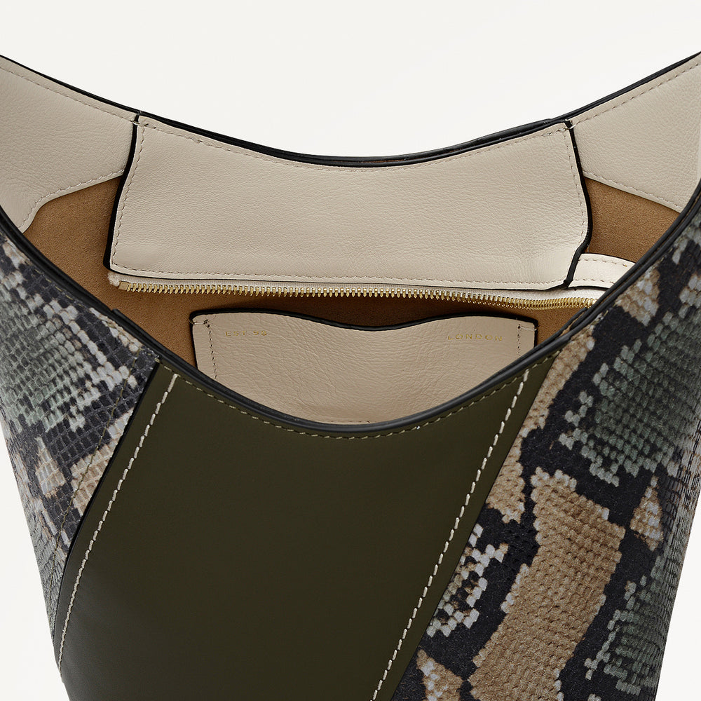 Beaton Close Leather Small Ziptop Cross Body Bag in Pine Needle - 112282