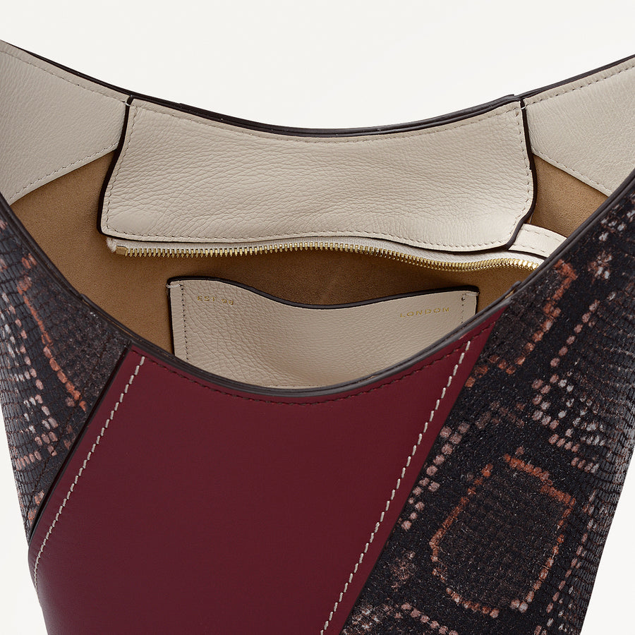 Beaton Close Leather Small Ziptop Cross Body Bag in Carmine - 112283