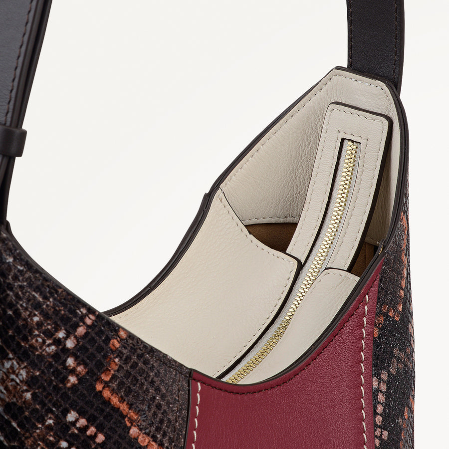 Beaton Close Leather Small Ziptop Cross Body Bag in Carmine - 112283