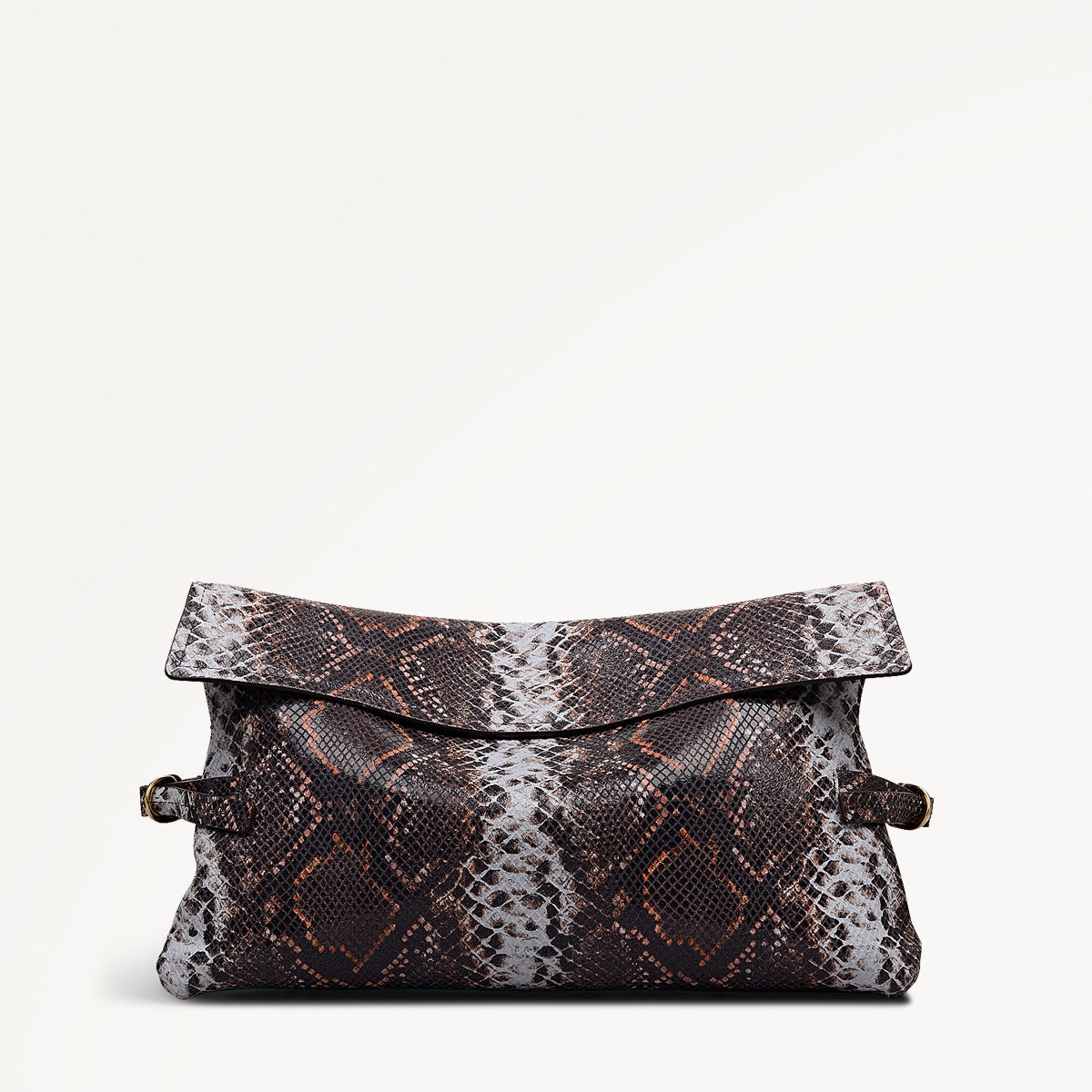 Fleet Street Faux Snake Large Flapover Clutch Bag - RHE24303