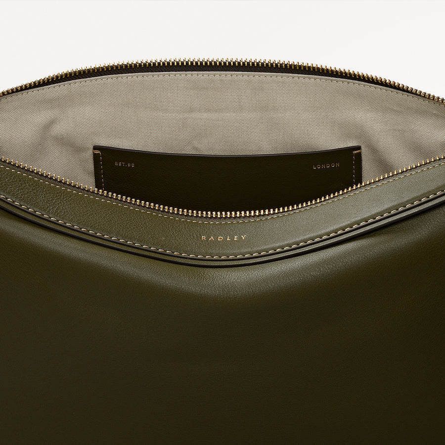 Westwell Lane Leather Large Ziptop Shoulder Bag in Pine Needle - 112288