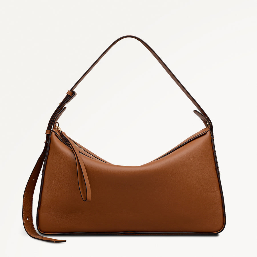 Westwell Lane Leather Large Ziptop Shoulder Bag in Toffee - 112289
