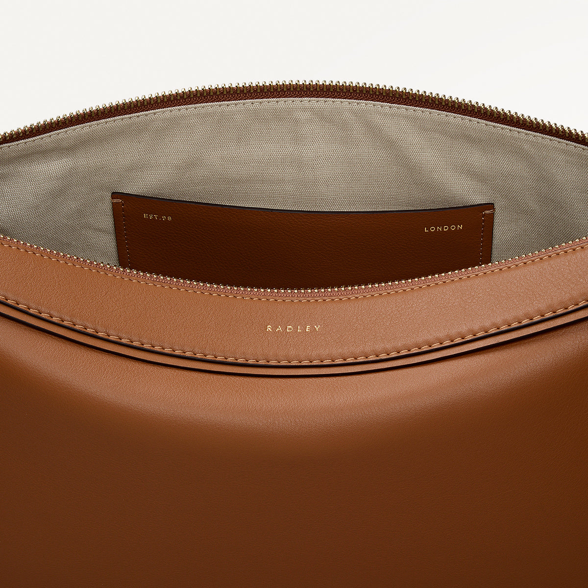 Westwell Lane Leather Large Ziptop Shoulder Bag in Toffee - 112289