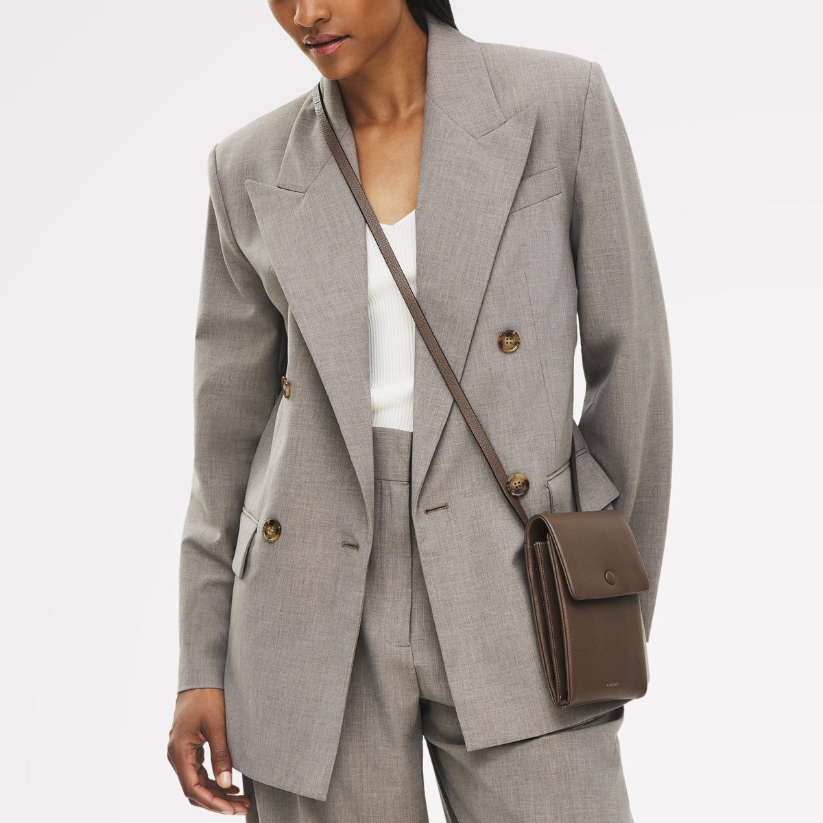 Chalk Leather Phone Crossbody Bag | Mallow Street Collection AW25