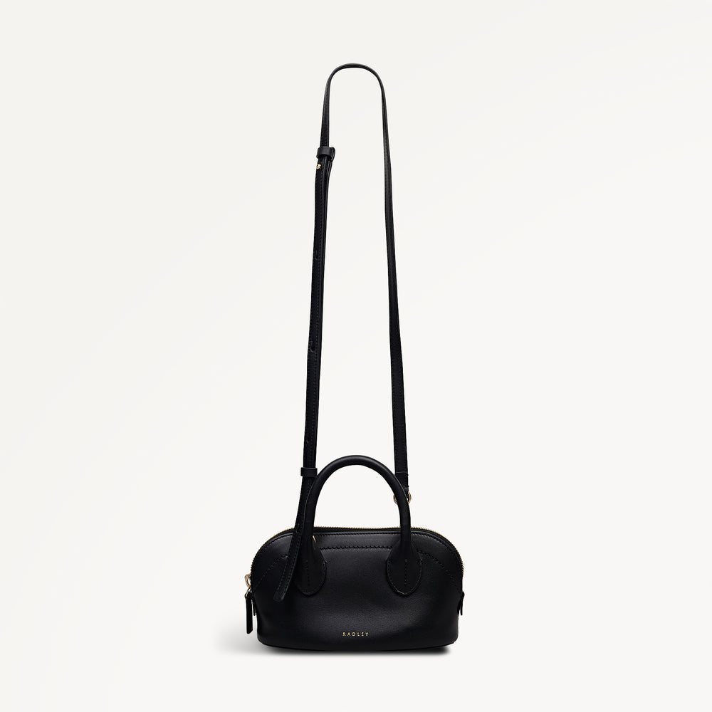The Muriel Leather Micro Ziptop Satchel Bag in Black - 112296